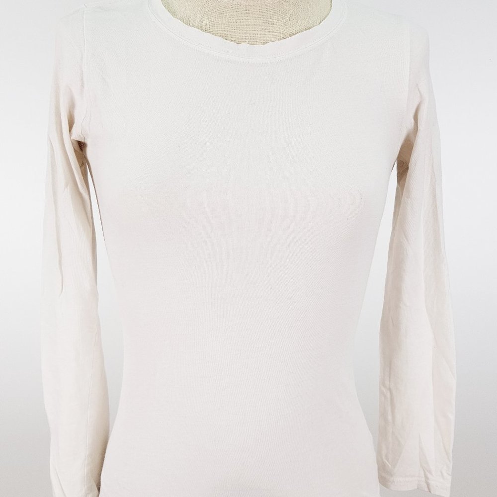 White Crew Neck Long Sleeve Tee